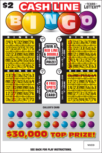 Image of Front of Cash Line Bingo Ticket
