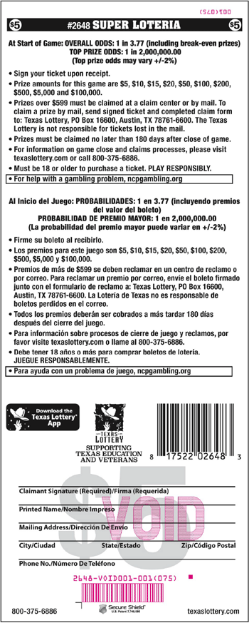 Image of Back of Super Loteria Ticket