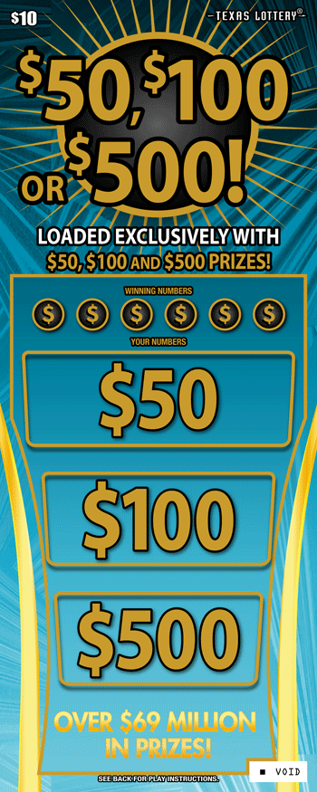 Image of Front of $50, $100 OR $500! Ticket