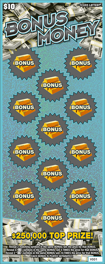 Image of Front of Bonus Money Ticket