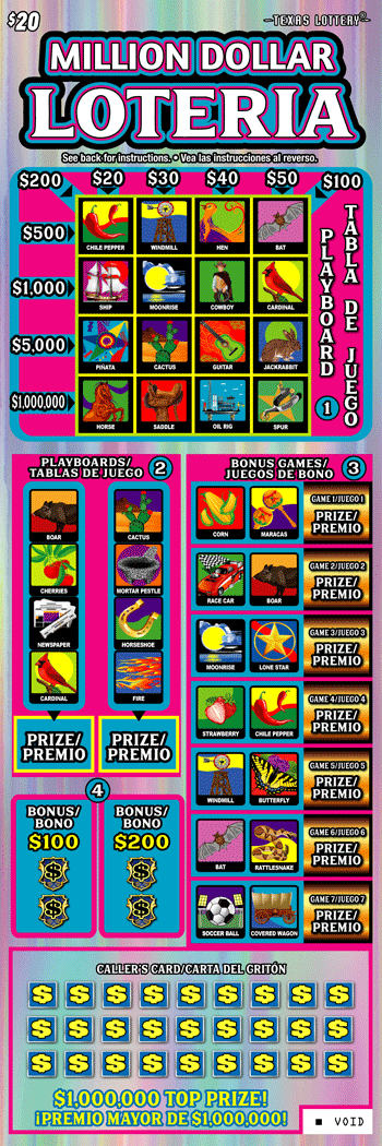 Image of Front of Million Dollar Loteria Ticket