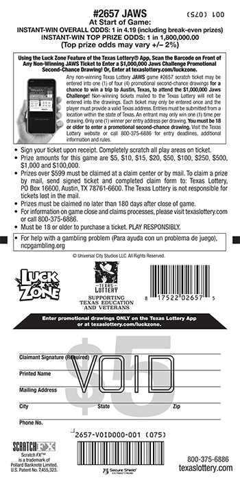 Image of Back of Jaws Ticket