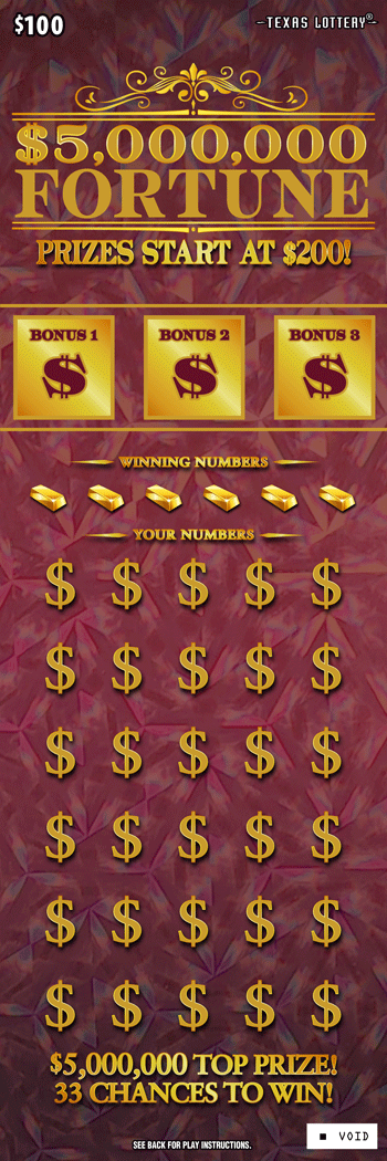 Image of Front of $5,000,000 Fortune Ticket
