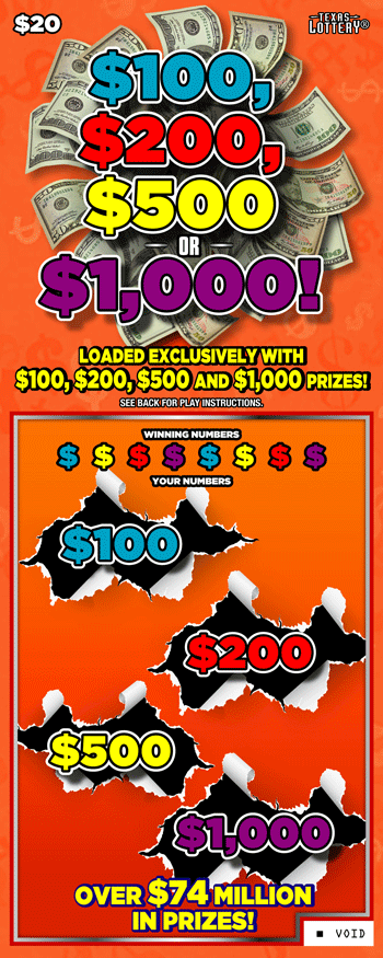 Image of Front of $100, $200, $500 OR $1,000! Ticket
