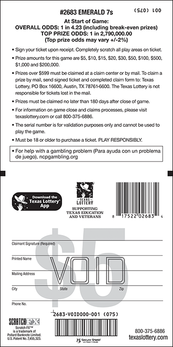 Image of Back of Emerald 7s Ticket