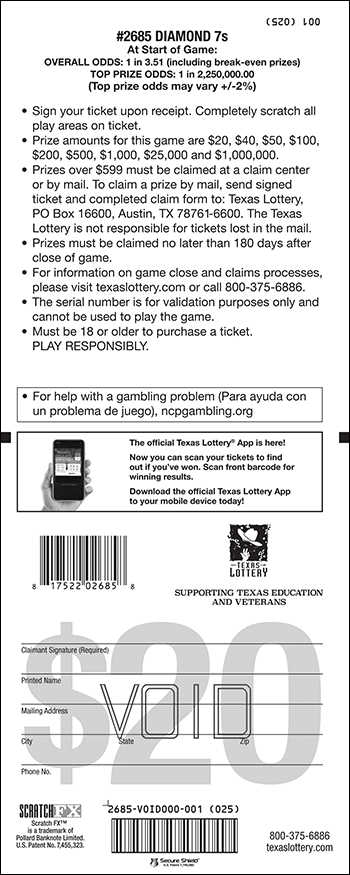 Image of Back of Diamond 7s Ticket