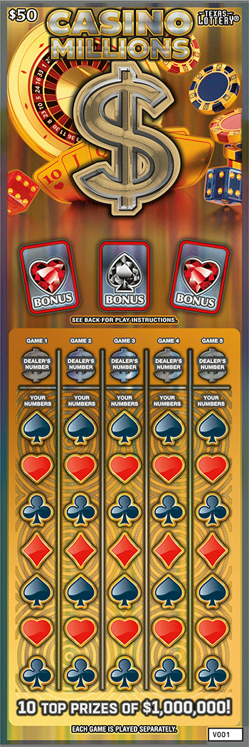 Image of Front of Casino Millions Ticket