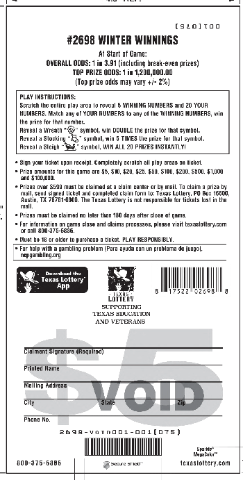 Image of Back of Winter Winnings Ticket