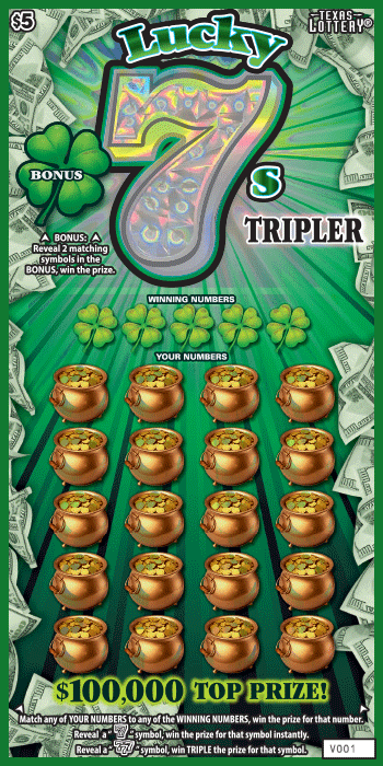 Image of Front of Lucky 7s Tripler Ticket