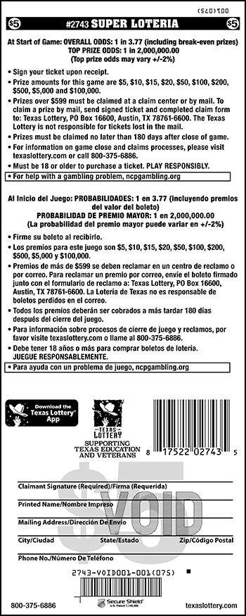 Image of Back of Super Loteria Ticket