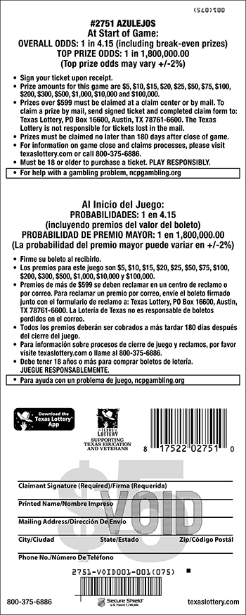 Image of Back of Azulejos Ticket