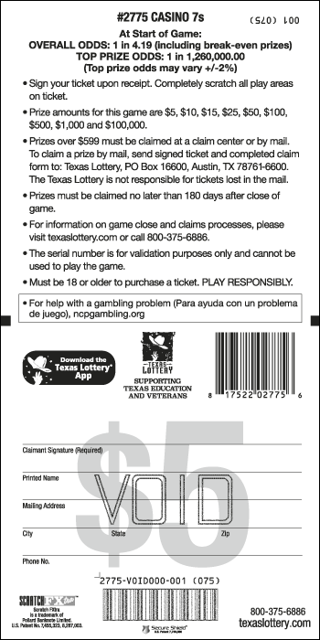 Image of Back of Casino 7s Ticket